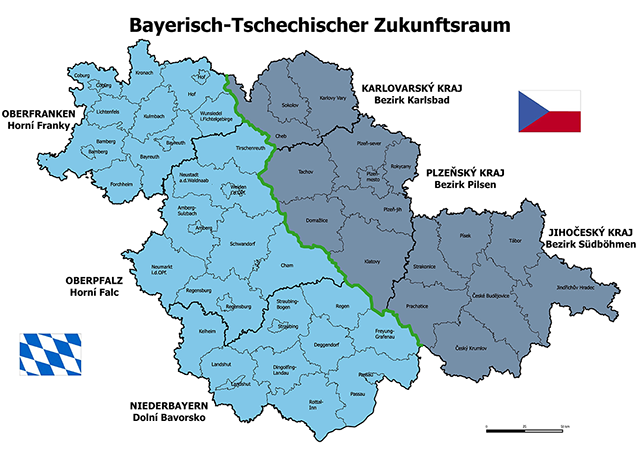 Karte Bayerisch-Tschechischer Zukunftsraum