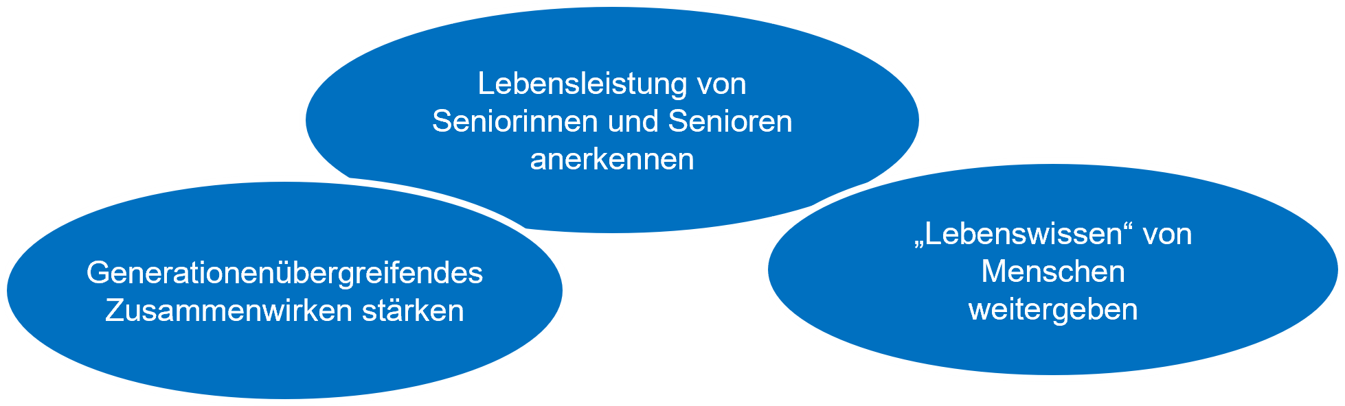 Generationenübergreifendes Zusammenwirken stärken; Lebensleistungen von Seniorinnen und Senioren anerkennen; Lebenswissen von Menschen weitergeben
